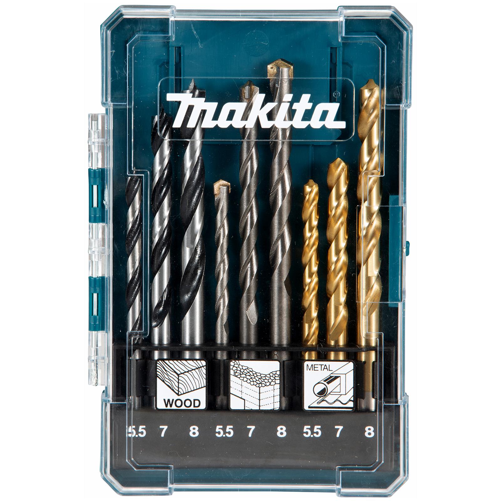 Makita 13-Piece Multi-Material Drill Bit Set – Wood, Concrete & Metal Compatible