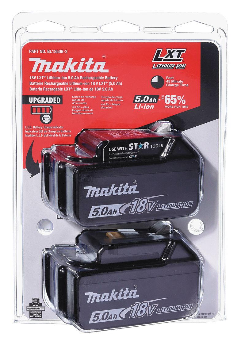 Makita BL1850B 18V 5.0Ah LXT Lithium-Ion Batteries – Twin Pack
